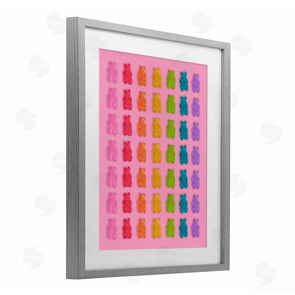 LISH Creative Rainbow Bears in Stripes Gray Framed Print Under Glass Wall Art