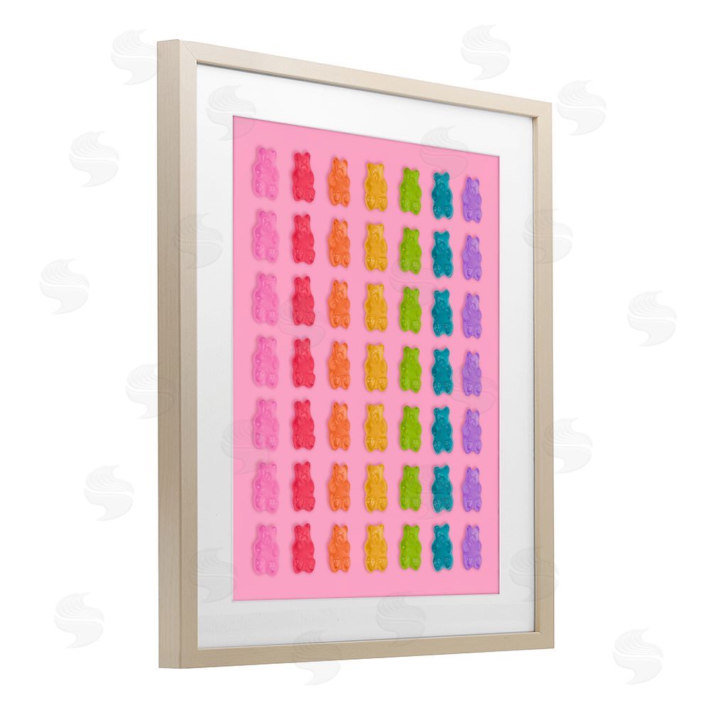 LISH Creative Rainbow Bears in Stripes Brown Framed Print Under Glass Wall Art