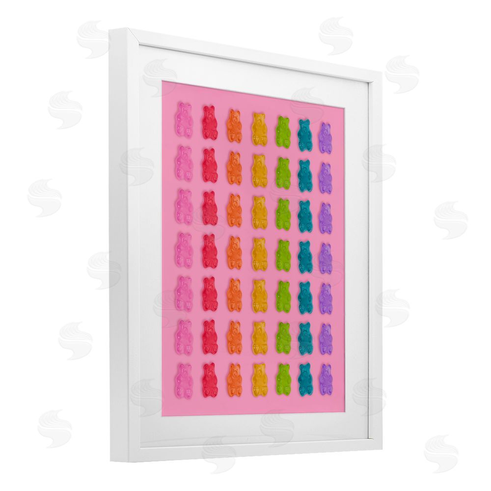 LISH Creative Rainbow Bears in Stripes White Framed Print Under Glass Wall Art