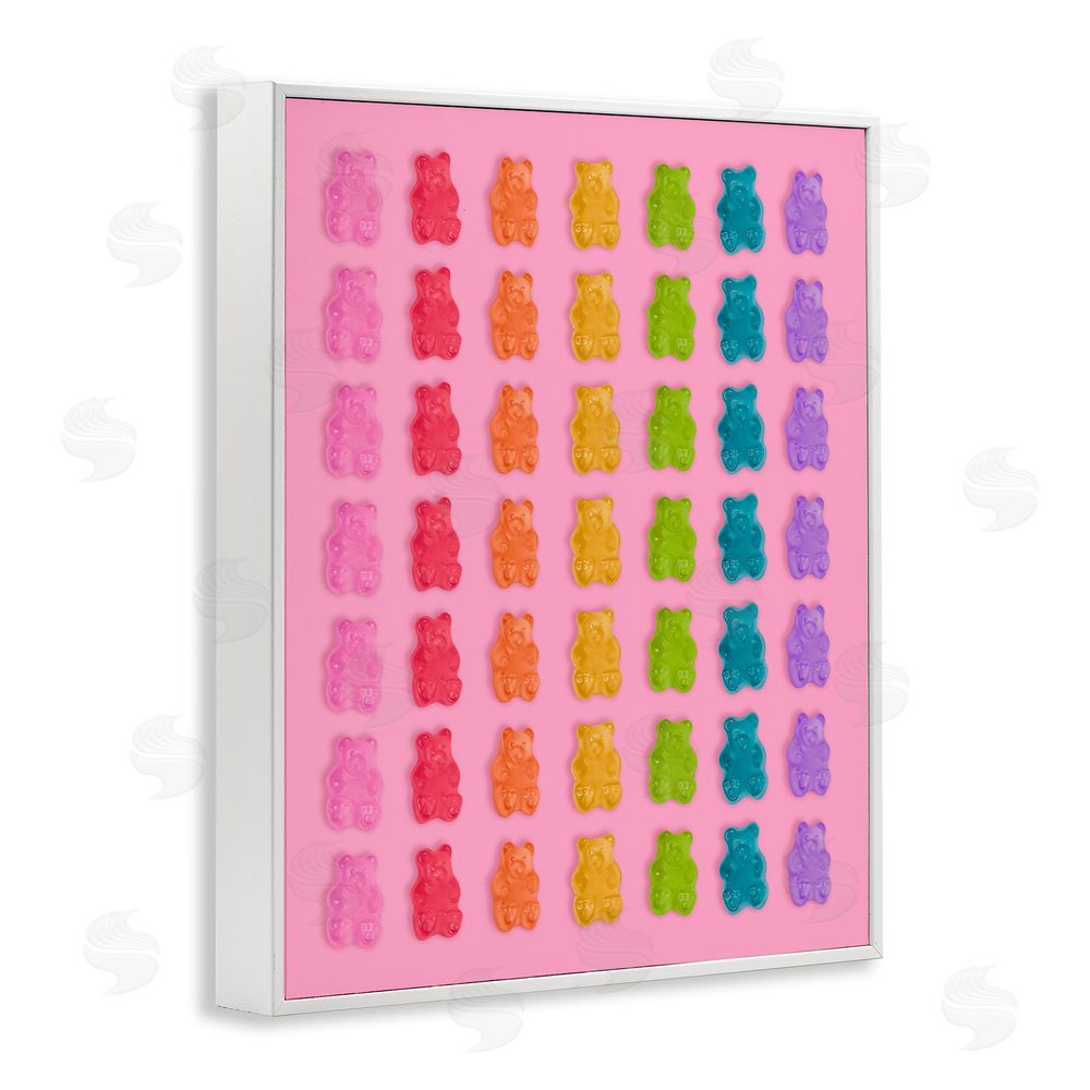 LISH Creative Rainbow Bears in Stripes White Framed Giclee Wall Art