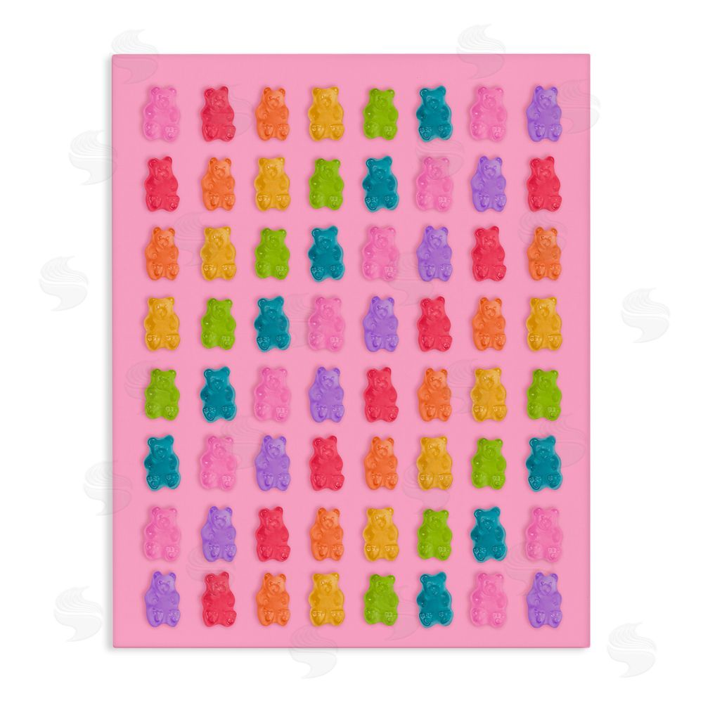LISH Creative Rainbow Gummy Bear Candies Stretched Canvas Wall Art