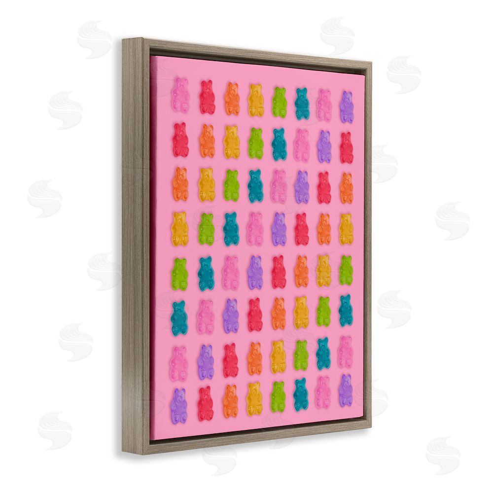 LISH Creative Rainbow Gummy Bear Candies Brown Floating Framed Canvas Wall Art