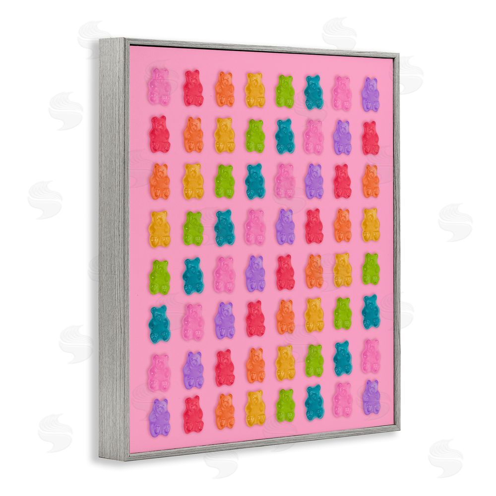 LISH Creative Rainbow Gummy Bear Candies Gray Framed Giclee Wall Art