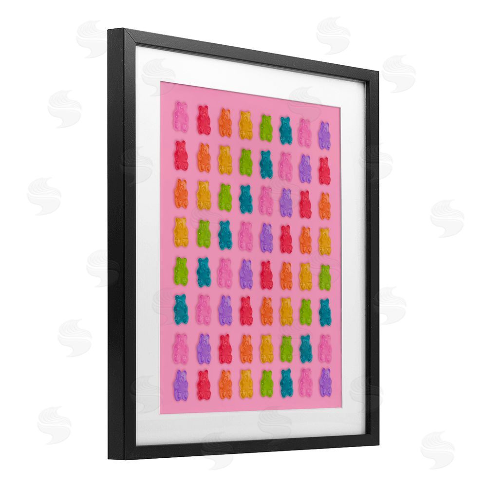 LISH Creative Rainbow Gummy Bear Candies Black Framed Print Under Glass Wall Art