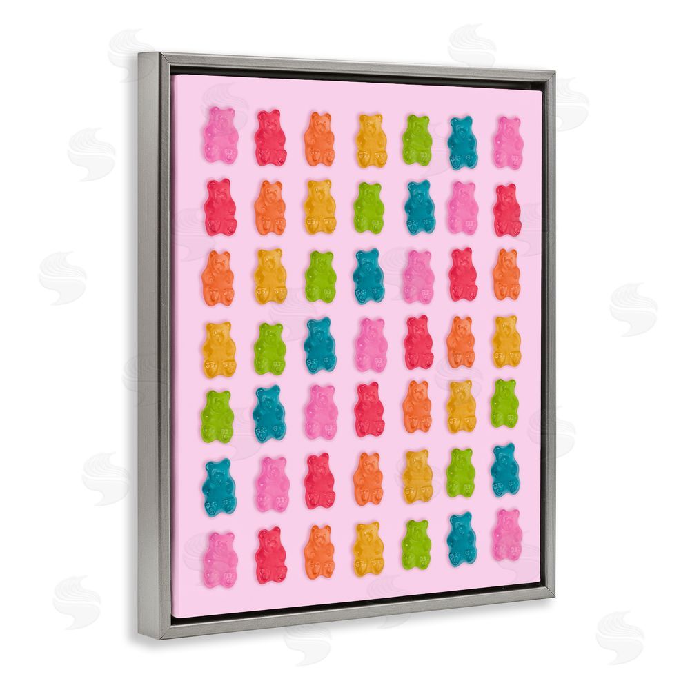 LISH Creative Soft Rainbow Bears on Pink Gray Floating Framed Canvas Wall Art Print
