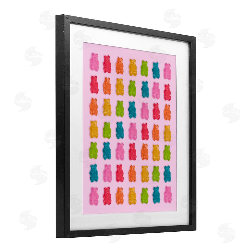 LISH Creative Soft Rainbow Bears on Pink Black Framed Print Under Glass with White Mat Wall Art