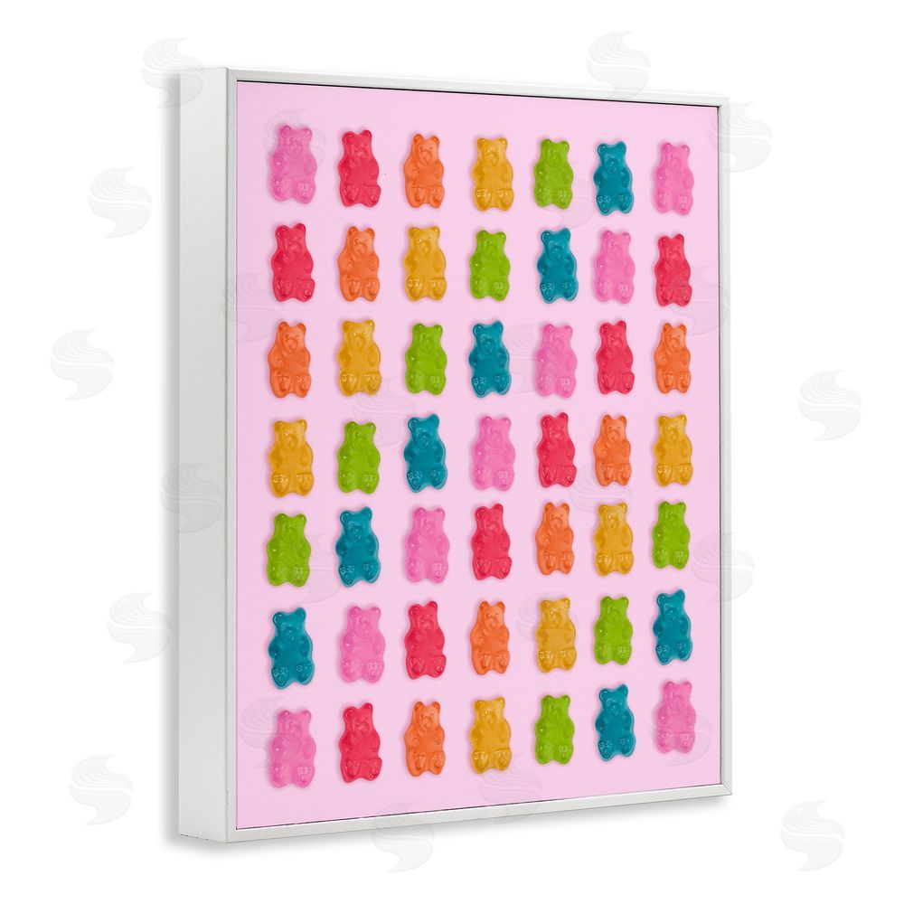 LISH Creative Soft Rainbow Bears on Pink White Framed Giclee Wall Art Print