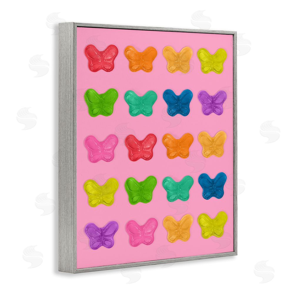 LISH Creative Colorful Butterflies on Pink Gray Framed Giclee Wall Art Print