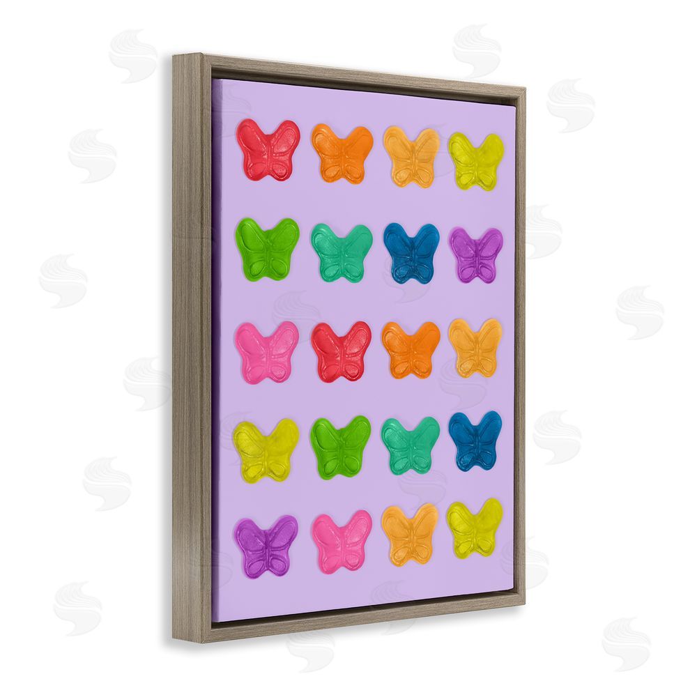 LISH Creative Colorful Butterflies on Lilac Brown Floating Frame Canvas Wall Art Print
