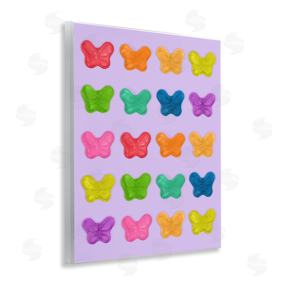 LISH Creative Colorful Butterflies on Lilac Wall Plaque with Fixed Lithograph Print