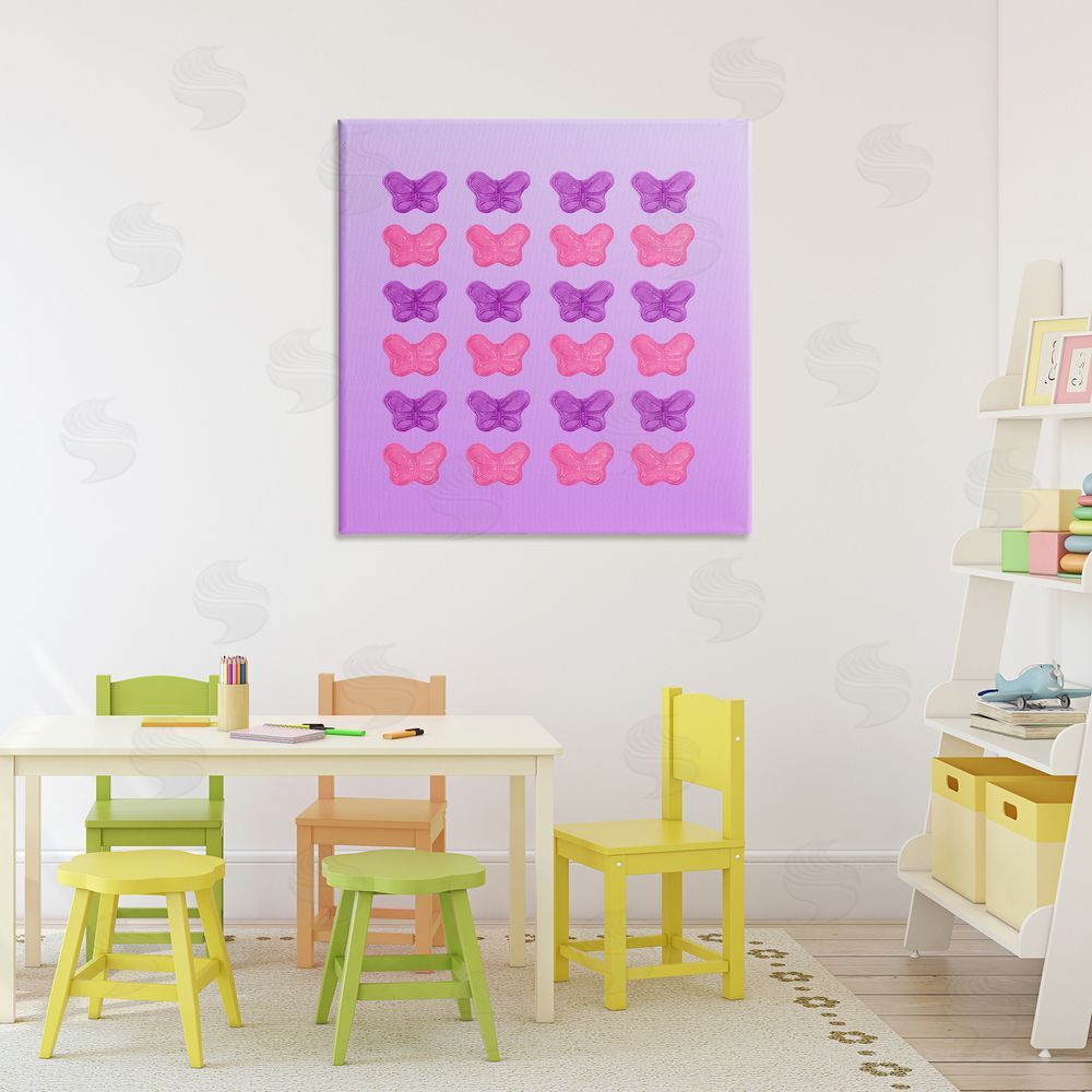 LISH Creative Purple & Pink Butterfly Candies Stretched Canvas Wall Art in Room