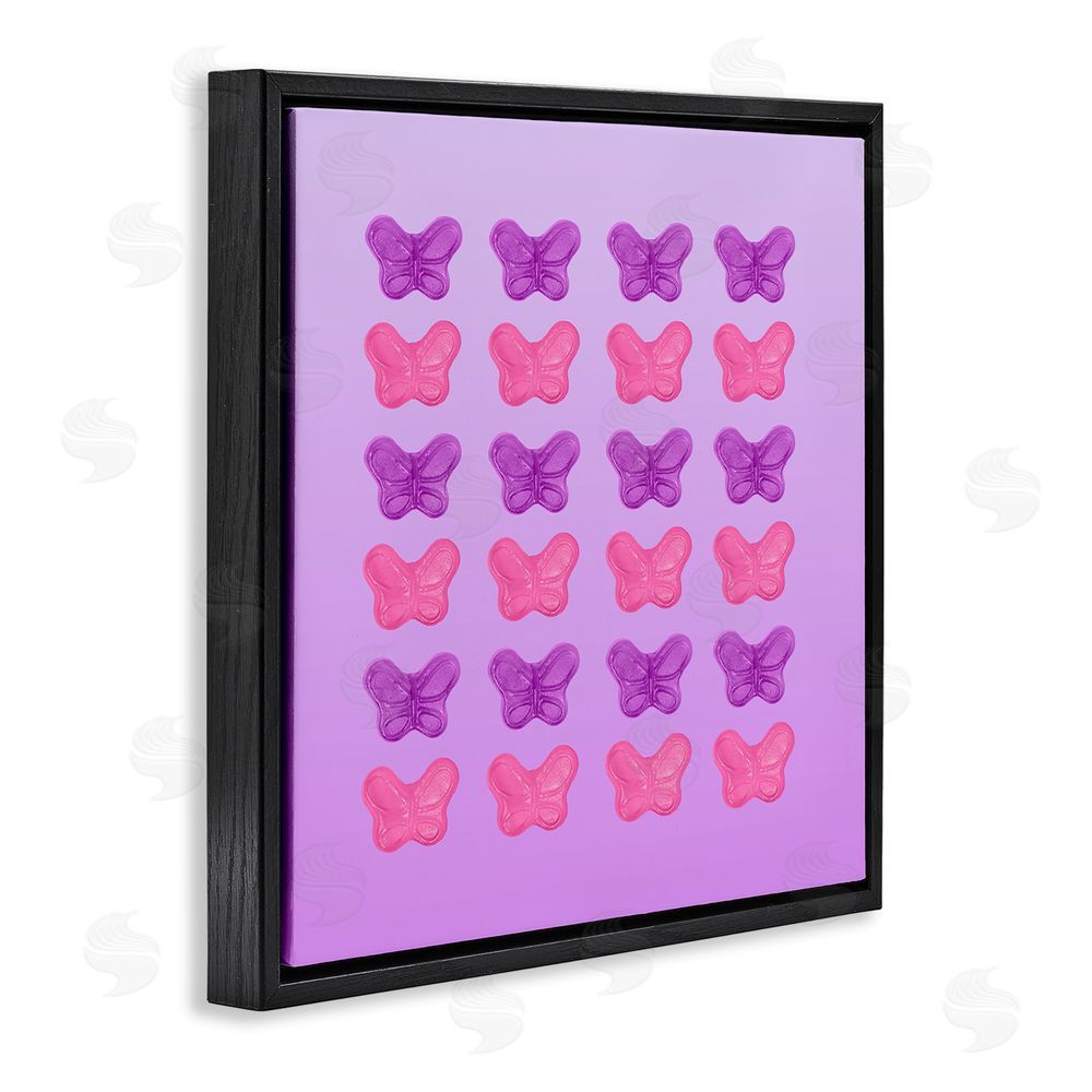 LISH Creative Purple & Pink Butterfly Candies Black Floating Framed Canvas Wall Art