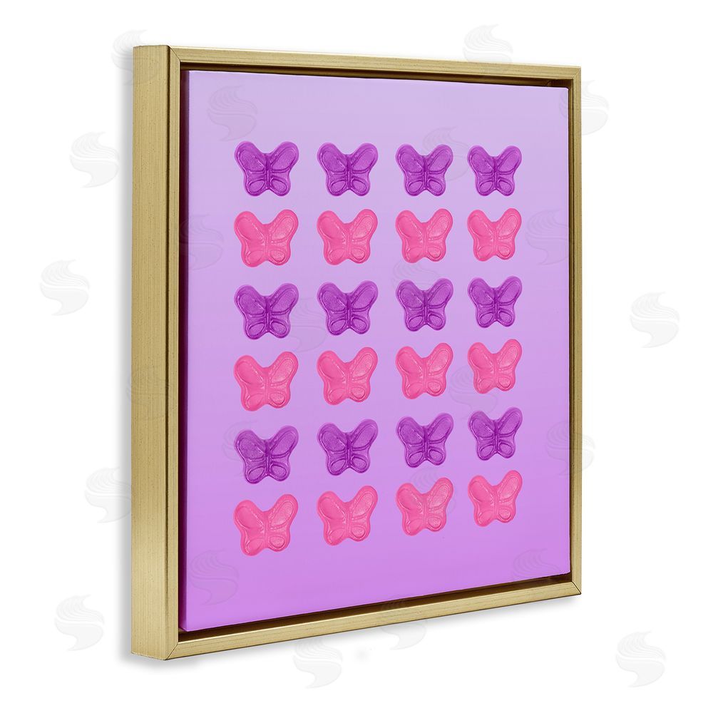 LISH Creative Purple & Pink Butterfly Candies Gold Floating Framed Canvas Wall Art