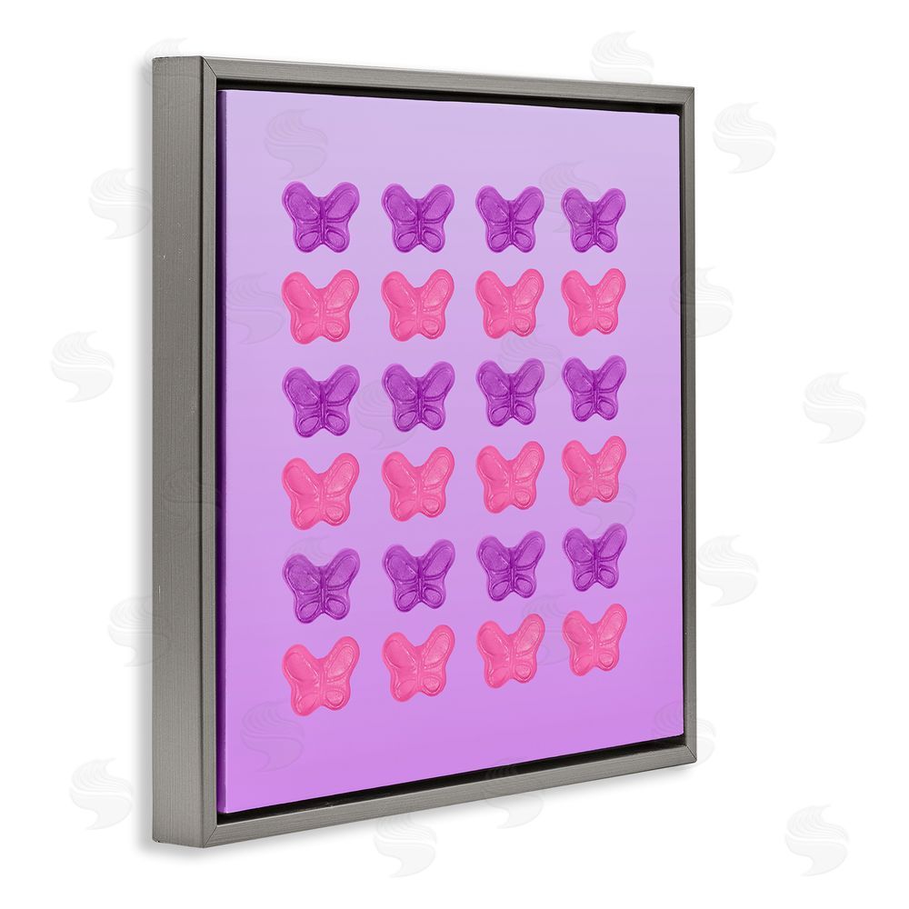 LISH Creative Purple & Pink Butterfly Candies Gray Floating Framed Canvas Wall Art