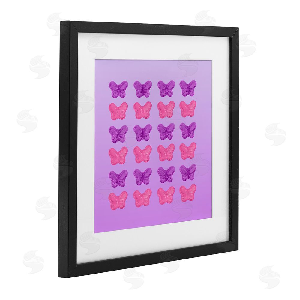 LISH Creative Purple & Pink Butterfly Candies Black Framed Print Under Glass Wall Art
