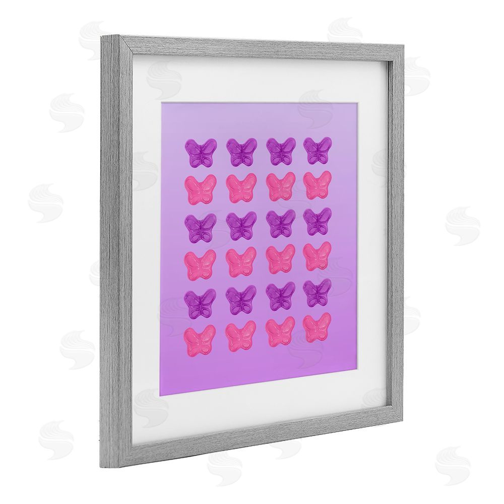 LISH Creative Purple & Pink Butterfly Candies Gray Framed Print Under Glass Wall Art