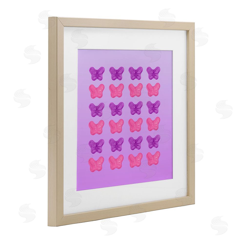 LISH Creative Purple & Pink Butterfly Candies Brown Framed Print Under Glass Wall Art