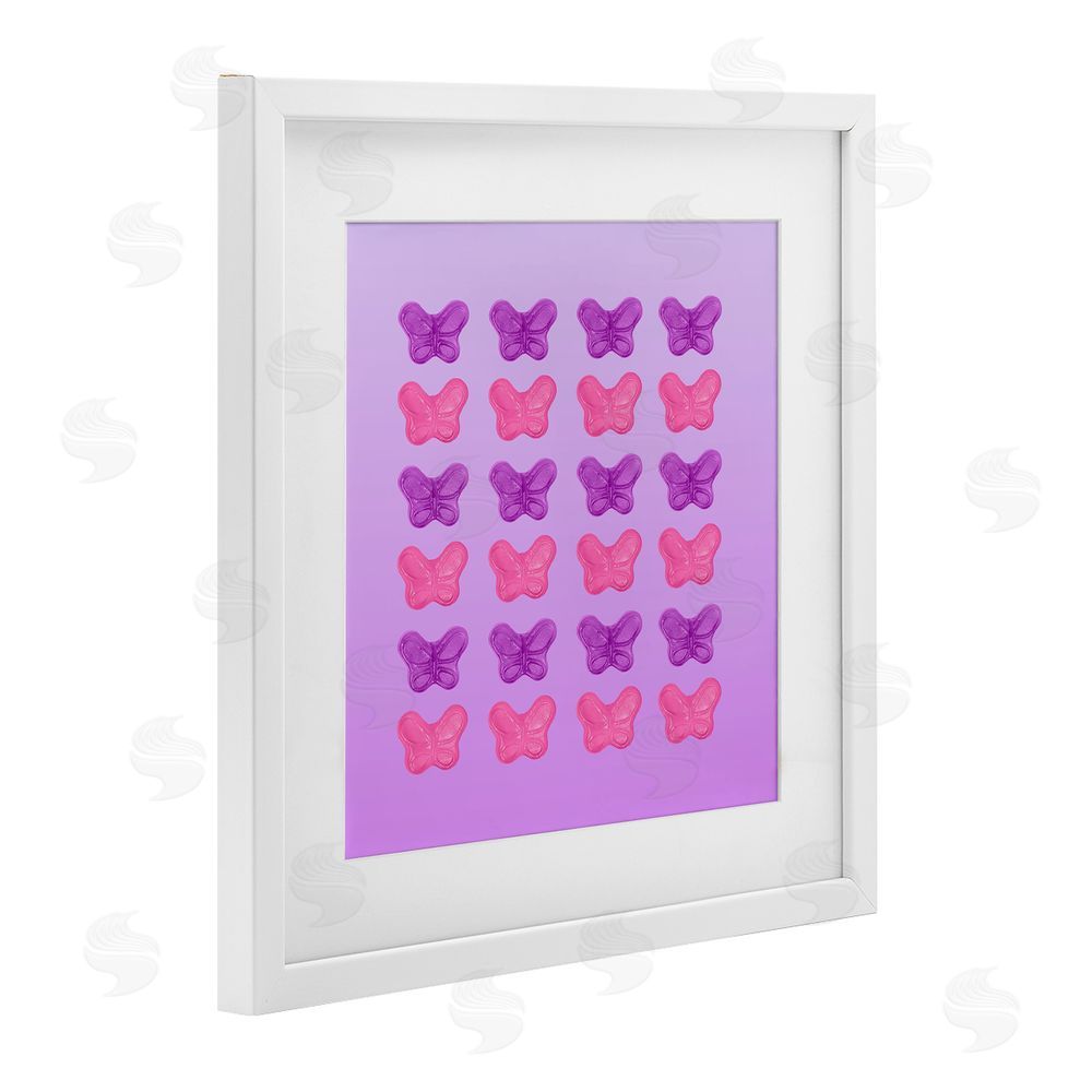 LISH Creative Purple & Pink Butterfly Candies White Framed Print Under Glass Wall Art
