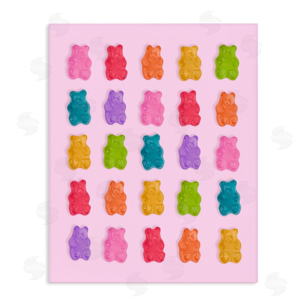 LISH Creative Pastel Gummies on Pink Stretched Canvas Wall Art