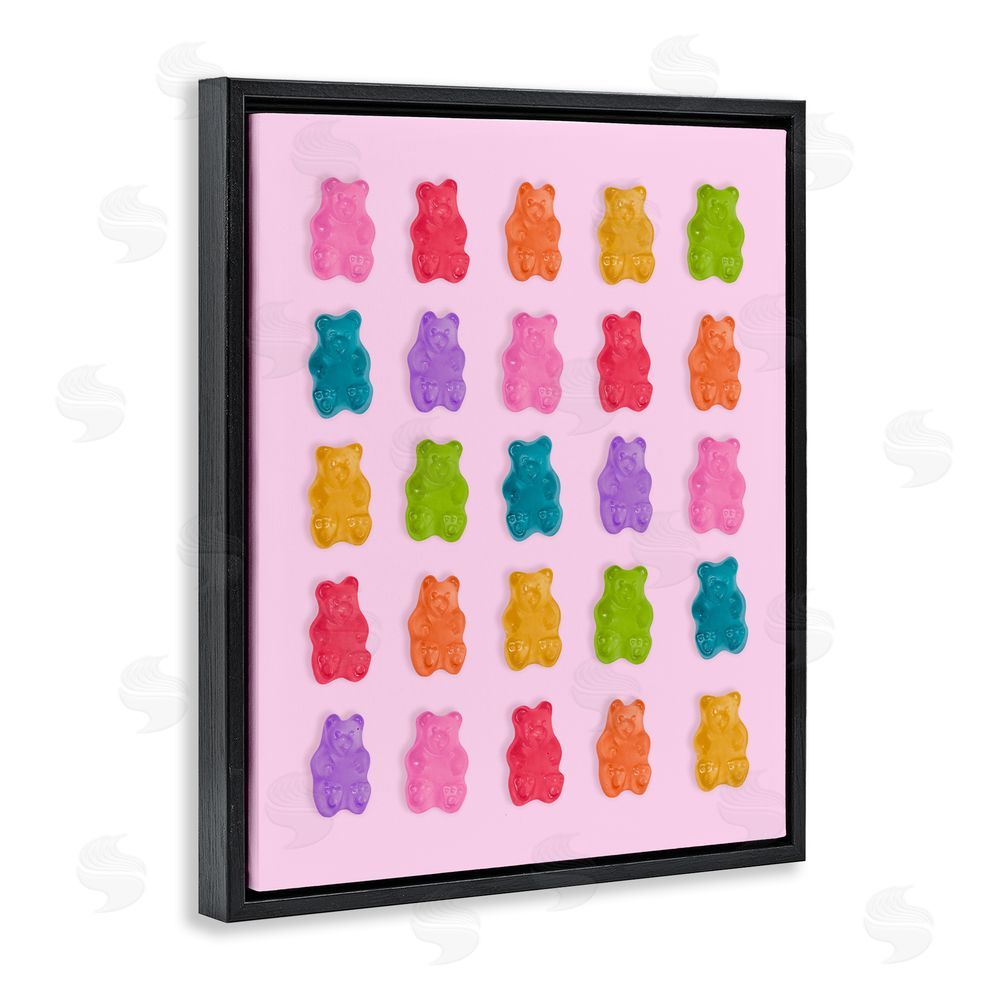 LISH Creative Pastel Gummies on Pink Black Floating Framed Canvas Wall Art