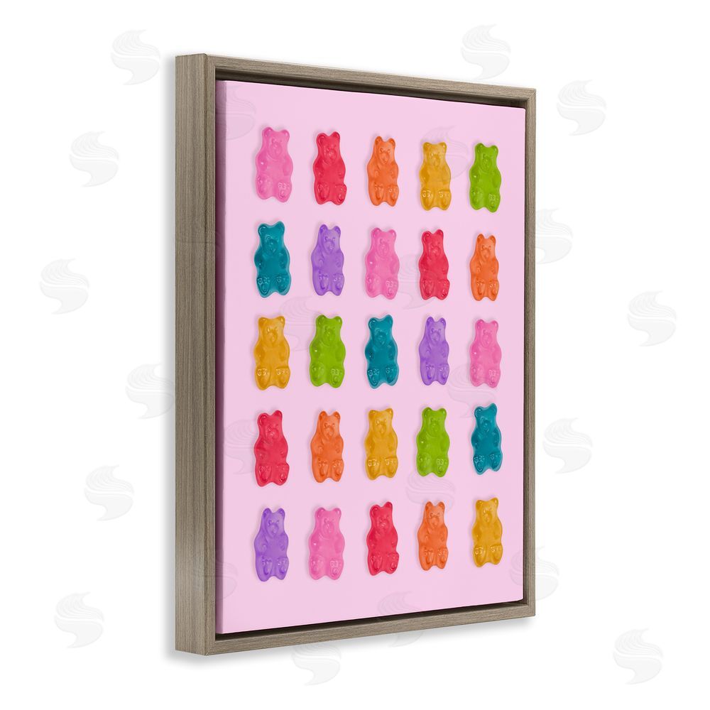 LISH Creative Pastel Gummies on Pink Brown Floating Framed Canvas Wall Art