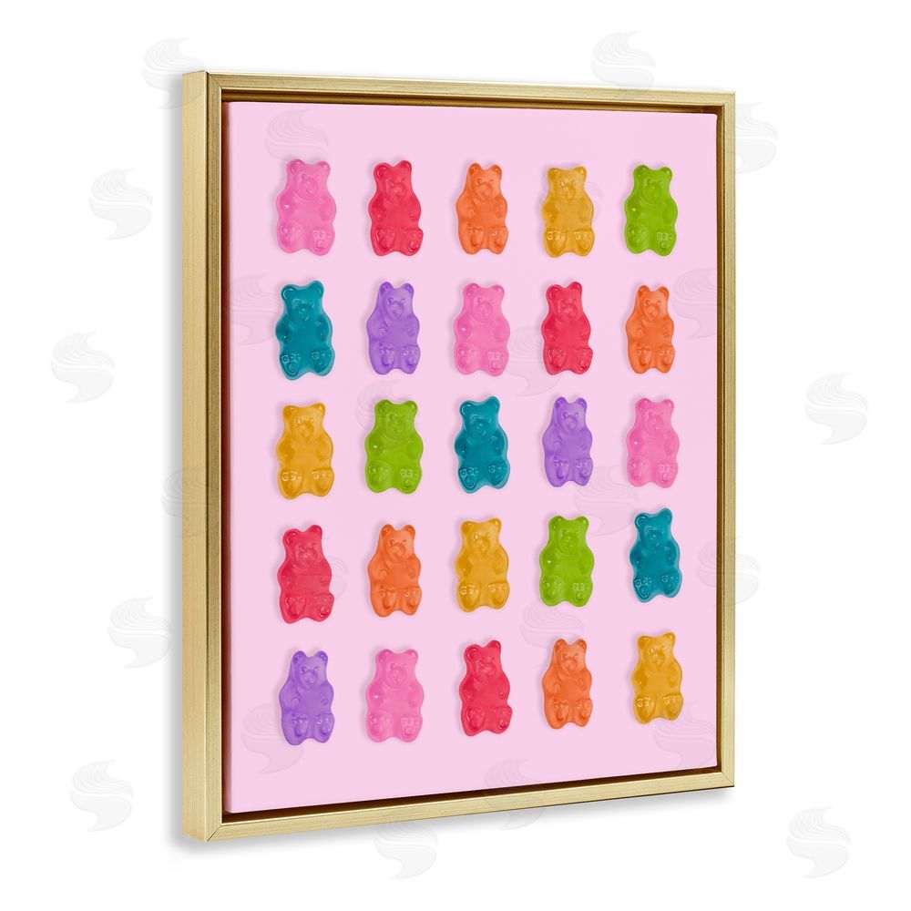 LISH Creative Pastel Gummies on Pink Gold Floating Framed Canvas Wall Art