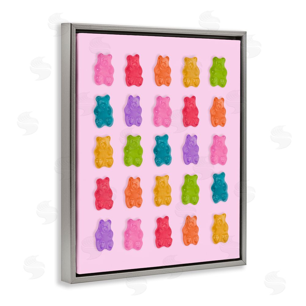 LISH Creative Pastel Gummies on Pink Gray Floating Framed Canvas Wall Art