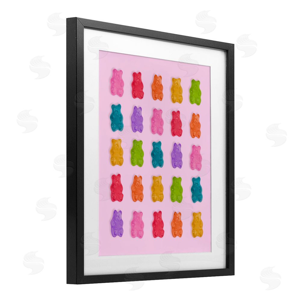 LISH Creative Pastel Gummies on Pink Black Framed Print Under Glass Wall Art