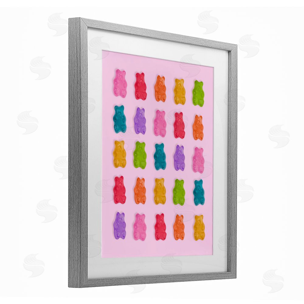LISH Creative Pastel Gummies on Pink Gray Framed Print Under Glass Wall Art