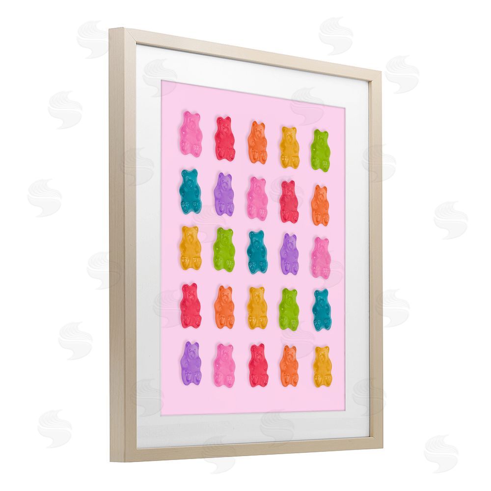 LISH Creative Pastel Gummies on Pink Brown Framed Print Under Glass Wall Art
