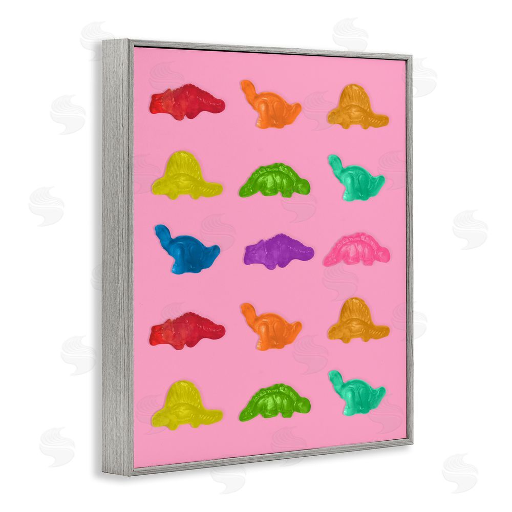 LISH Creative Dinosaur Candies on Pink Gray Framed Giclee Wall Art Print