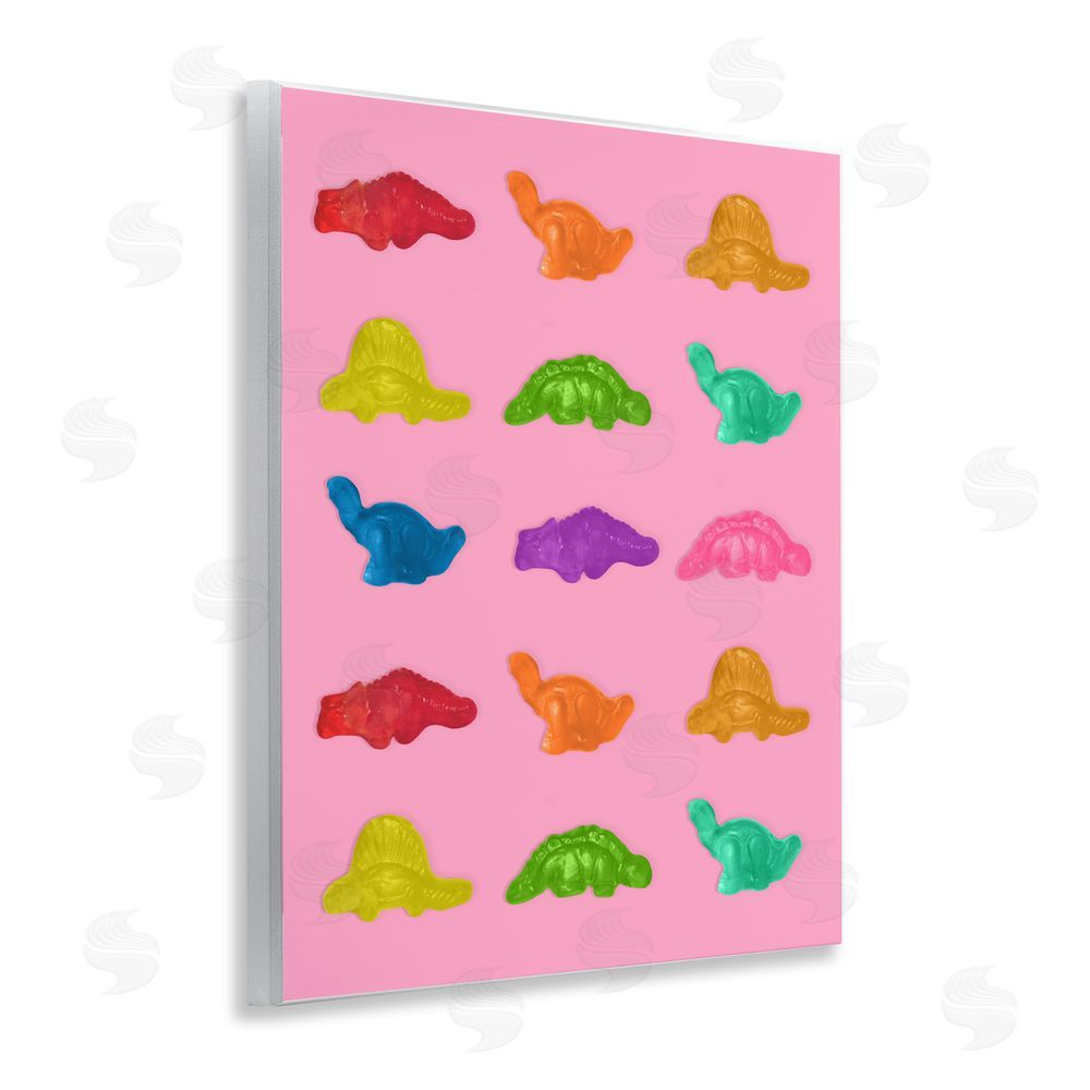 LISH Creative Dinosaur Candies on Pink Wall Plaque with Fixed Lithograph Print