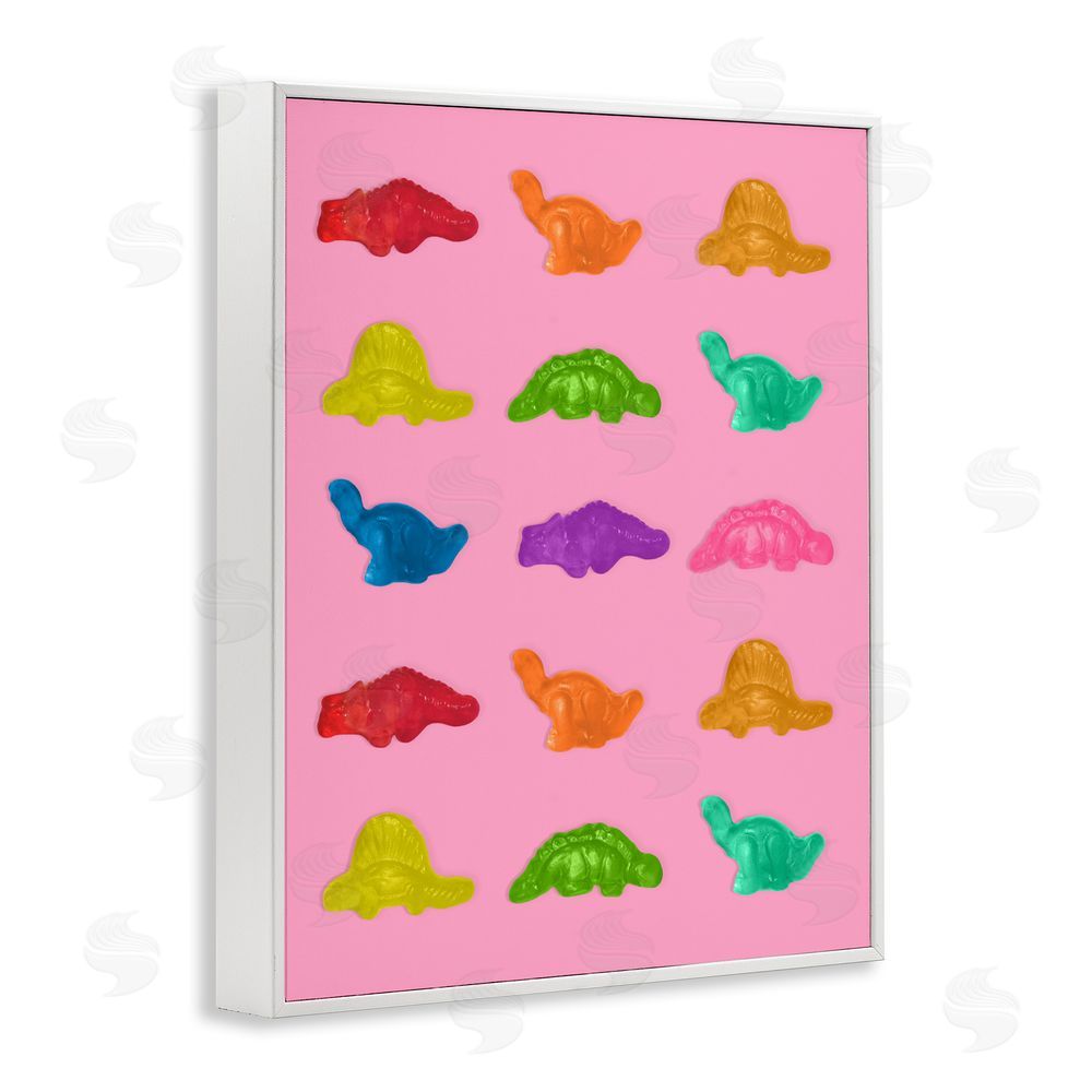 LISH Creative Dinosaur Candies on Pink White Framed Giclee Wall Art Print