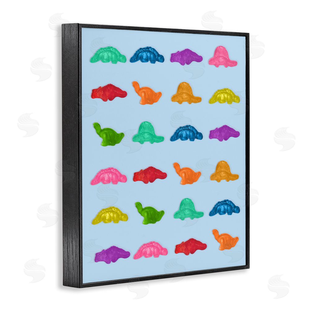 LISH Creative Colorful Dinosaur Gummies Black Framed Giclee Wall Art Print