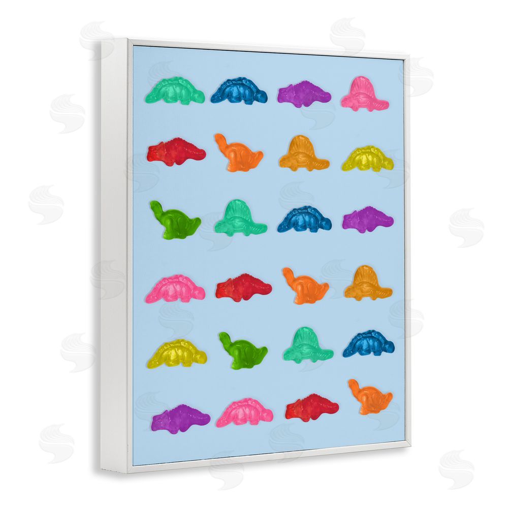 LISH Creative Colorful Dinosaur Gummies White Framed Giclee Wall Art Print