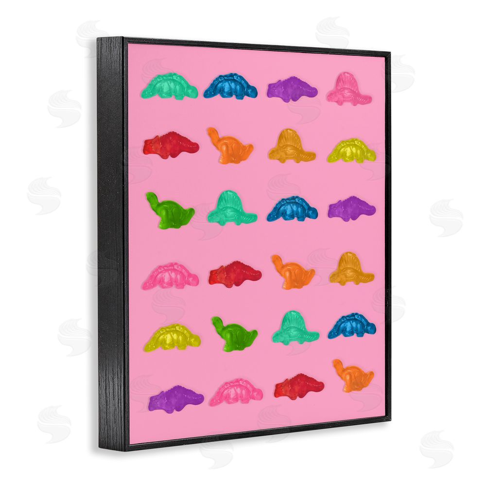 LISH Creative Dinosaur Gummies on Pink Black Framed Giclee Wall Art Print
