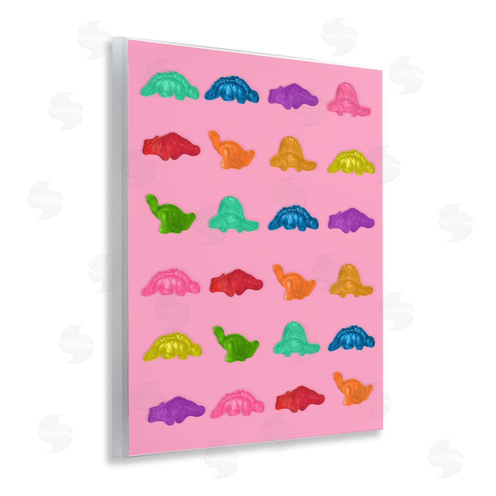 LISH Creative Dinosaur Gummies on Pink Wall Plaque with Fixed Lithograph Print