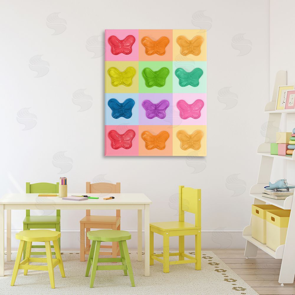 LISH Creative Colorful Butterflies Candy Stretched Canvas Wall Art in Room
