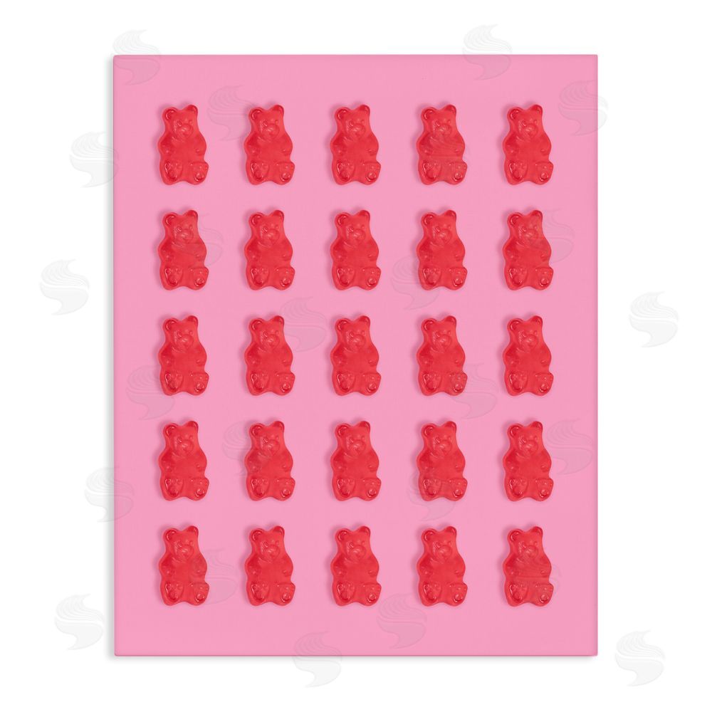 LISH Creative Red Gummy Bears on Pink Stretched Canvas Wall Art