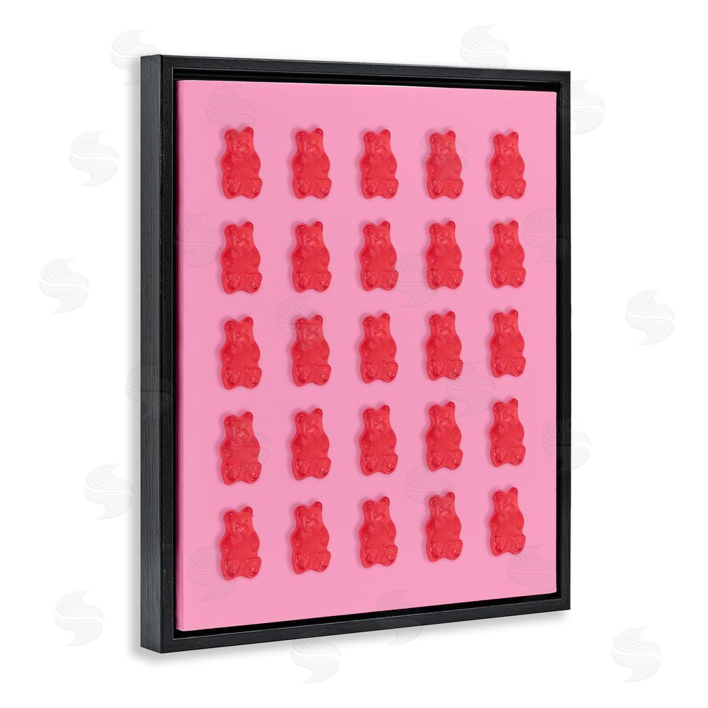 LISH Creative Red Gummy Bears on Pink Black Floating Framed Canvas Wall Art