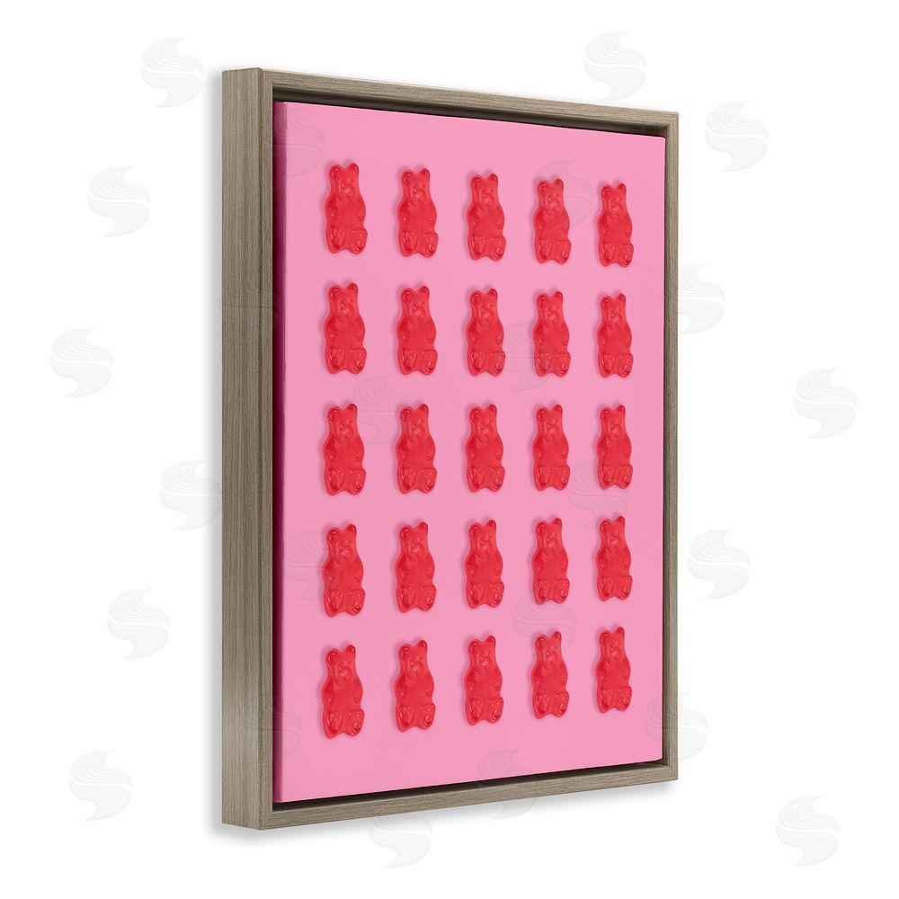 LISH Creative Red Gummy Bears on Pink Brown Floating Framed Canvas Wall Art