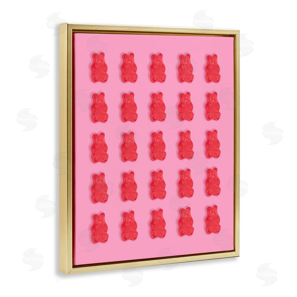 LISH Creative Red Gummy Bears on Pink Gold Floating Framed Canvas Wall Art