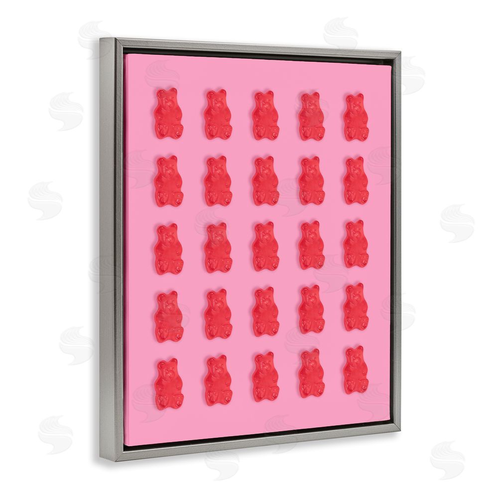 LISH Creative Red Gummy Bears on Pink Gray Floating Framed Canvas Wall Art
