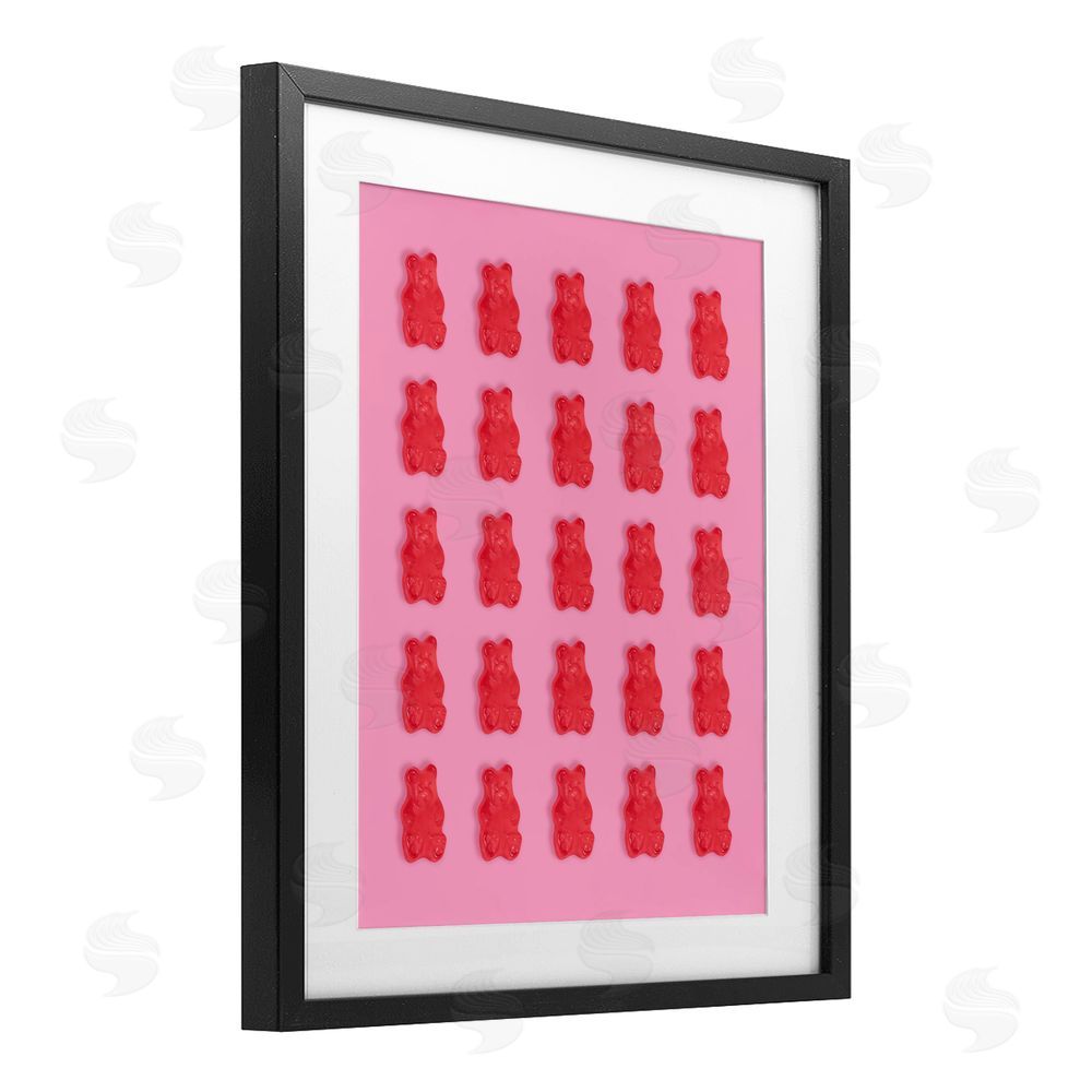 LISH Creative Red Gummy Bears on Pink Black Framed Print Under Glass Wall Art
