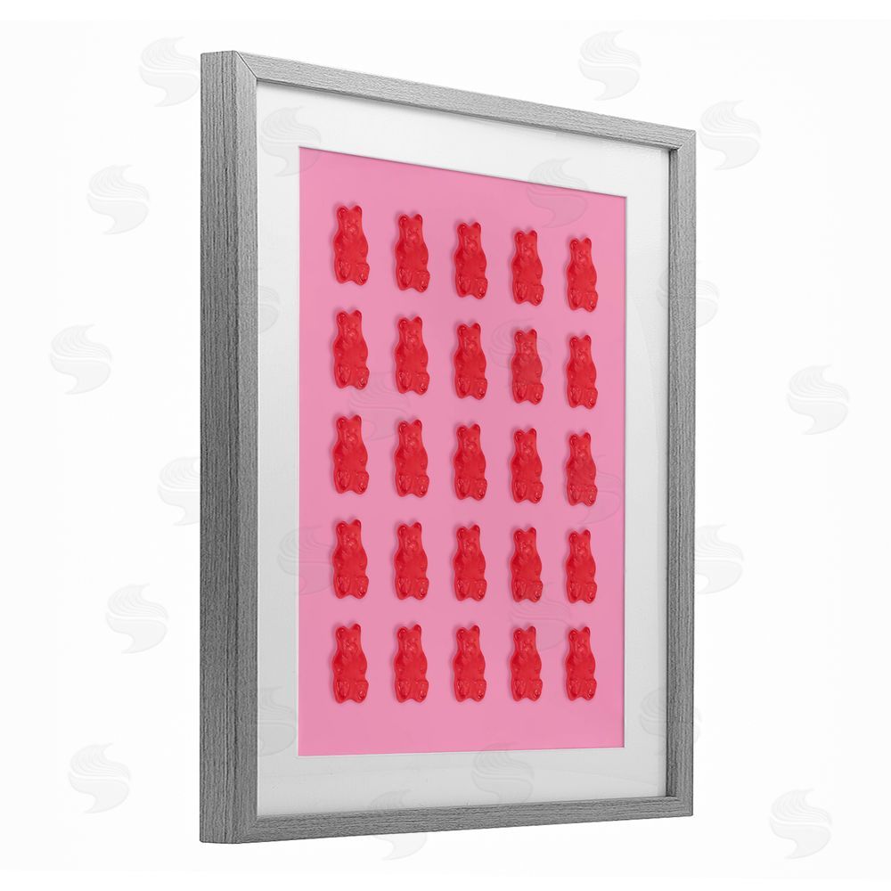 LISH Creative Red Gummy Bears on Pink Gray Framed Print Under Glass Wall Art