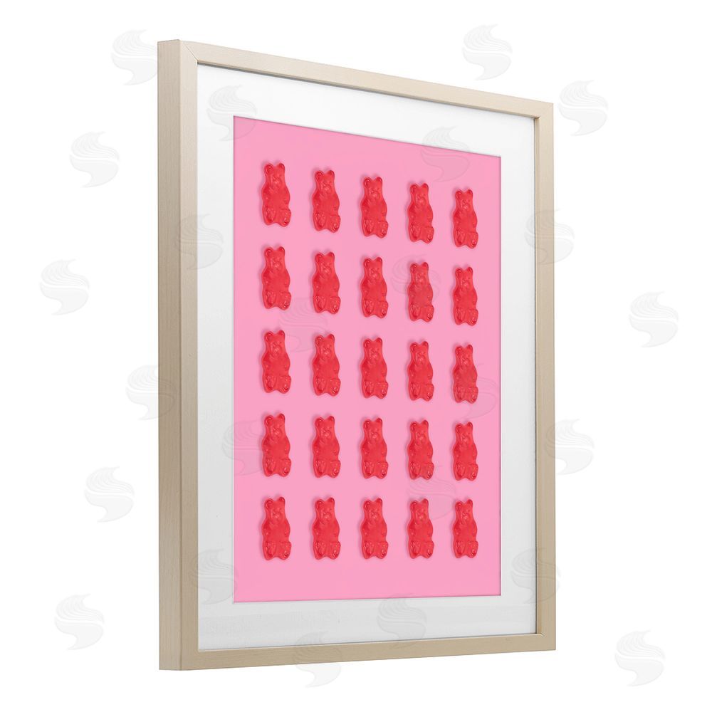 LISH Creative Red Gummy Bears on Pink Brown Framed Print Under Glass Wall Art