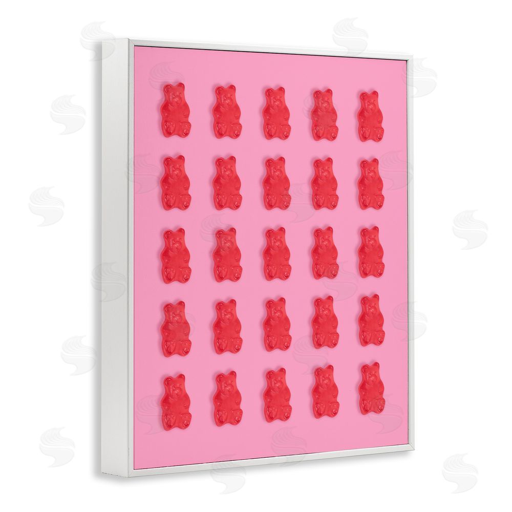 LISH Creative Red Gummy Bears on Pink White Framed Giclee Wall Art