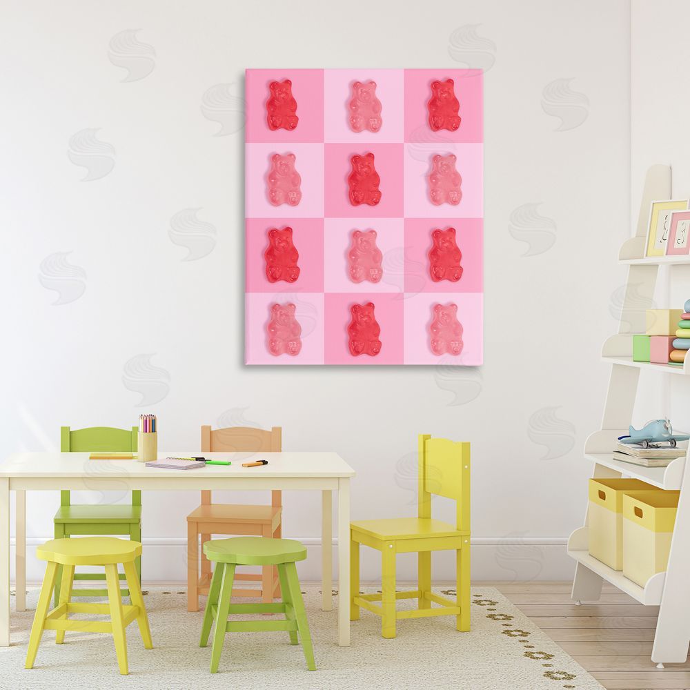 LISH Creative Pink & Red Candy Bears Stretched Canvas Wall Art in Room