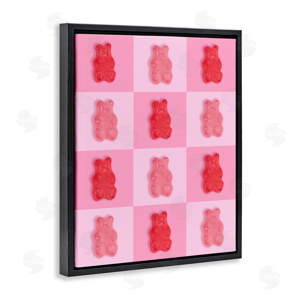 LISH Creative Pink & Red Candy Bears Black Floating Framed Canvas Wall Art