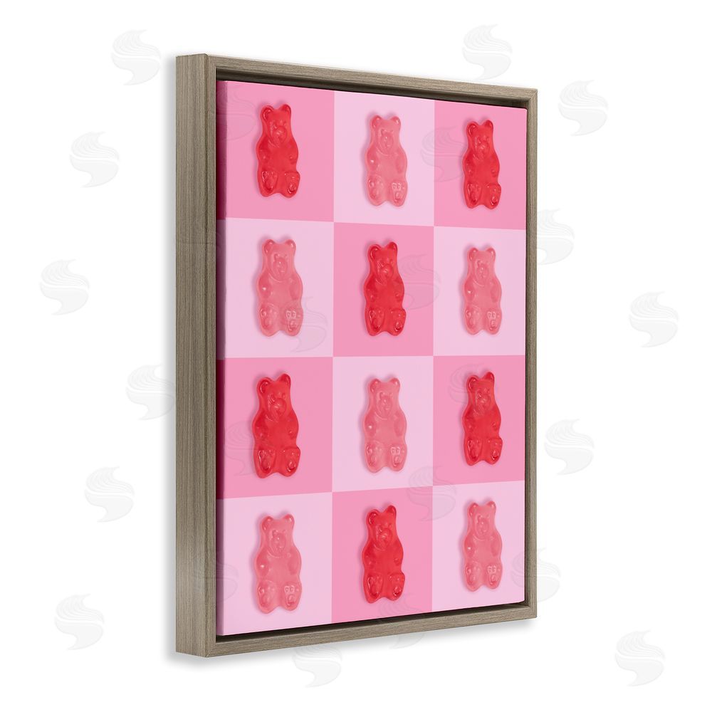 LISH Creative Pink & Red Candy Bears Brown Floating Framed Canvas Wall Art